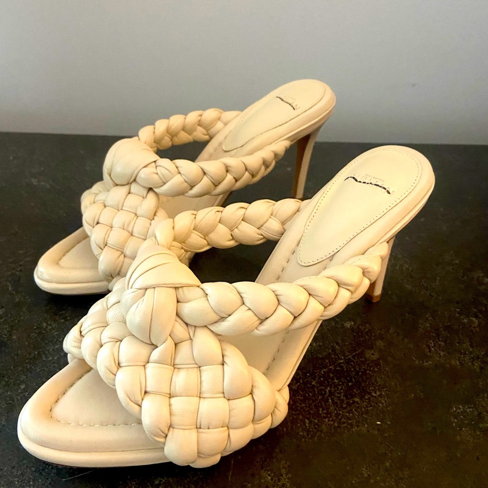 ALEXANDRE BIRMAN Carlotta Braided Leather Stiletto Sandals